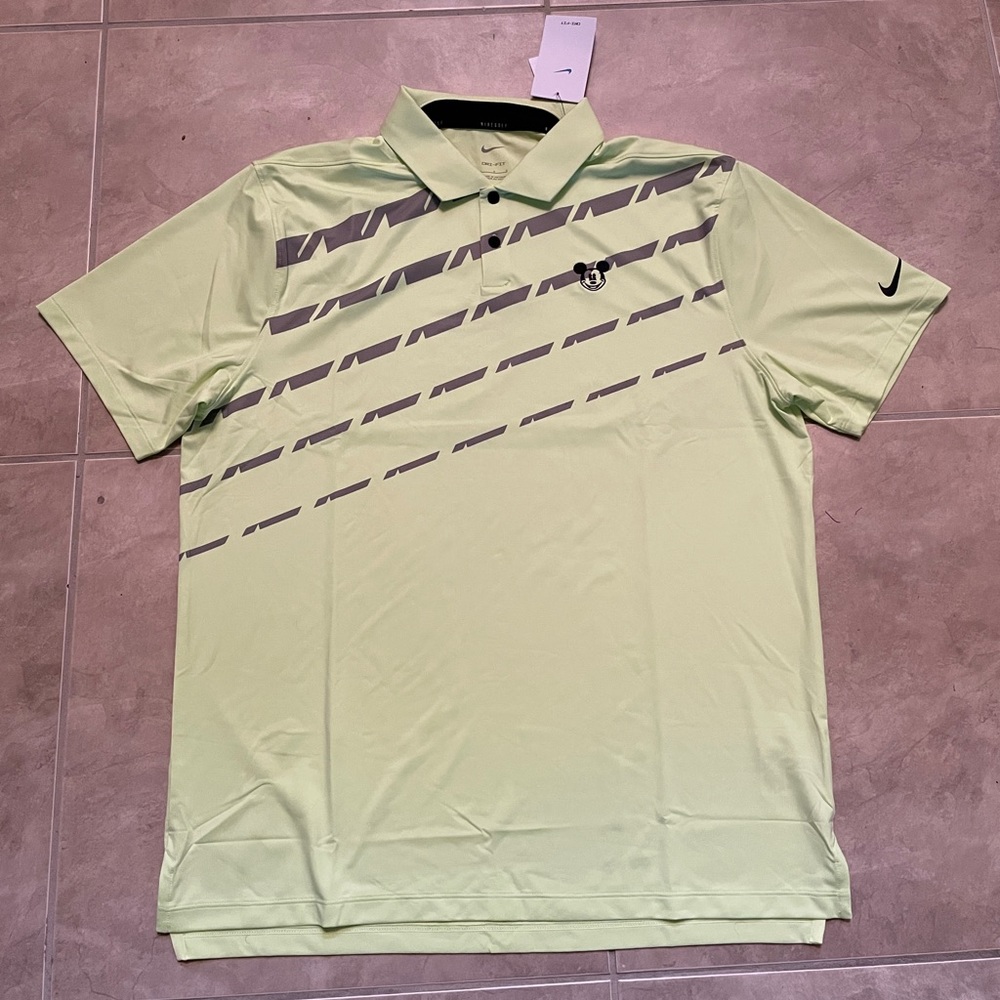 Disney Nike Golf Mickey Mouse Dri-Fit Men’s Polo Shirt Neon Green NEW w/ Tag